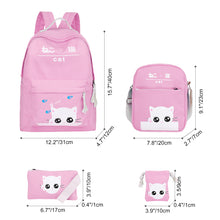Load image into Gallery viewer, Kids Backpack Set 4pcs Casual Kitty School Bag for Teenage Girls( Pink) [product_type] endbag endbag.myshopify.com [variant_title]

