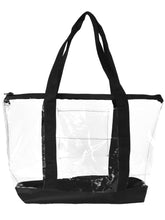 Load image into Gallery viewer, Clear Transparent Shopping Bag Security Work Tote (Zippered) in Black [product_type] endbag endbag.myshopify.com [variant_title]
