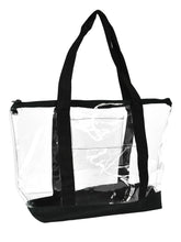 Load image into Gallery viewer, Clear Transparent Shopping Bag Security Work Tote (Zippered) in Black [product_type] endbag endbag.myshopify.com [variant_title]
