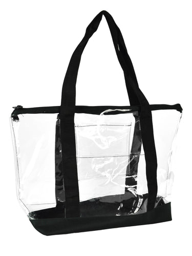 Clear Transparent Shopping Bag Security Work Tote (Zippered) in Black [product_type] endbag endbag.myshopify.com [variant_title]