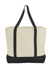 Load image into Gallery viewer, 22&quot; Extra Large Cotton Canvas Zippered Shopping Tote Grocery Bag in Black [product_type] endbag endbag.myshopify.com [variant_title]
