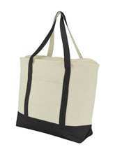 Load image into Gallery viewer, 22&quot; Extra Large Cotton Canvas Zippered Shopping Tote Grocery Bag in Black [product_type] endbag endbag.myshopify.com black
