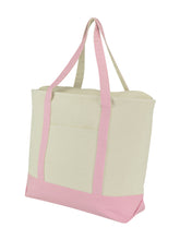 Load image into Gallery viewer, 22&quot; Extra Large Cotton Canvas Zippered Shopping Tote Grocery Bag in Black [product_type] endbag endbag.myshopify.com pink
