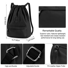 Load image into Gallery viewer, Waterproof Drawstring Sport Bag Lightweight Backpack for Men and Women (Black) [product_type] endbag endbag.myshopify.com [variant_title]
