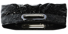 Load image into Gallery viewer, Leather Casual Evening Clutch with Metal Grip Handle - Black [product_type] endbag endbag.myshopify.com [variant_title]

