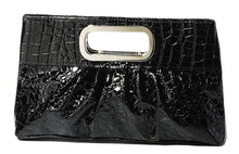 Load image into Gallery viewer, Leather Casual Evening Clutch with Metal Grip Handle - Black [product_type] endbag endbag.myshopify.com [variant_title]
