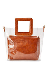 Load image into Gallery viewer, Time and Tru Rory 3-in-1 Clear Tote Handbag with Pouch [product_type] endbag endbag.myshopify.com Cognac Croc
