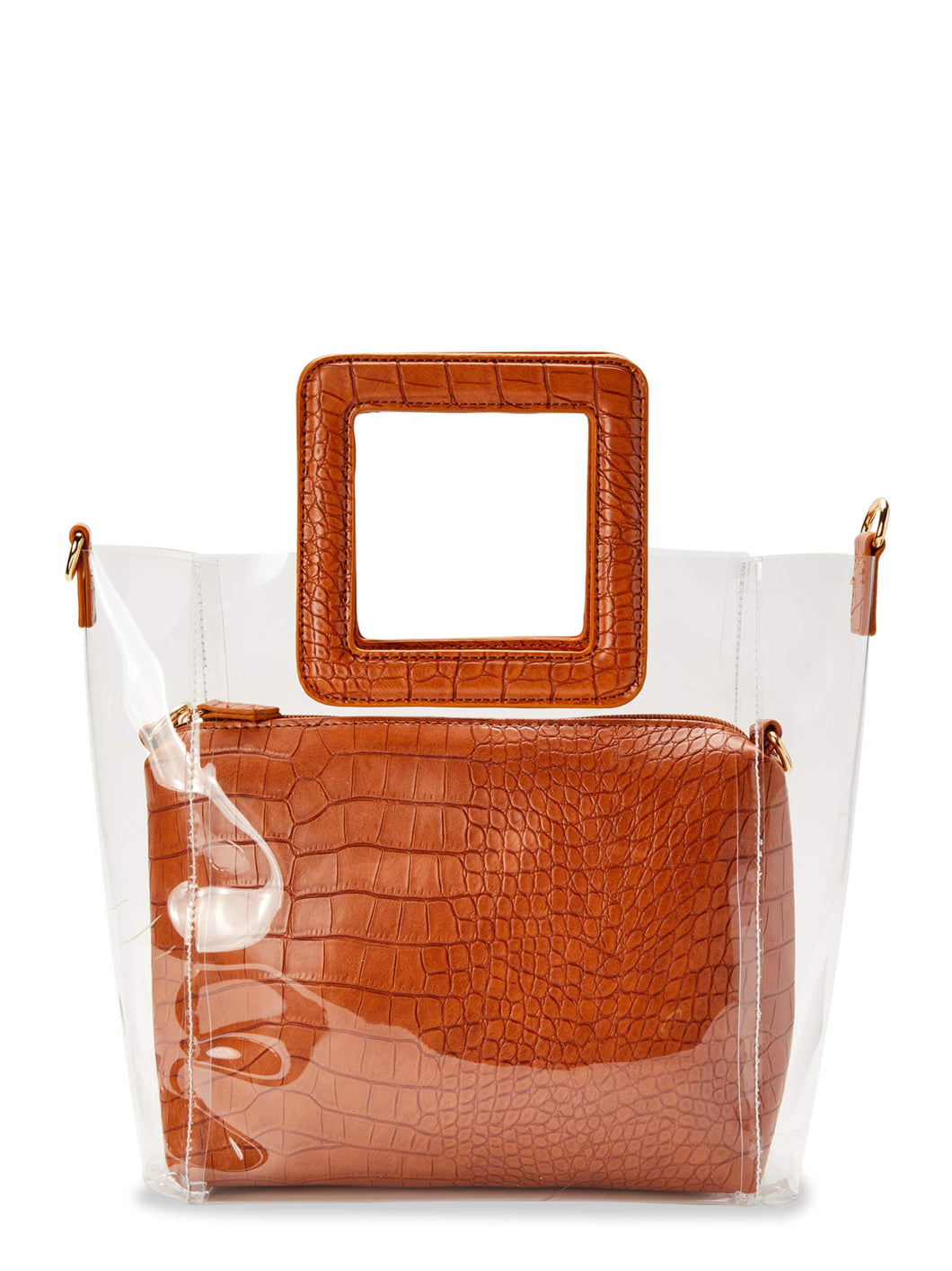Time and Tru Rory 3-in-1 Clear Tote Handbag with Pouch [product_type] endbag endbag.myshopify.com Cognac Croc