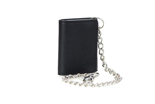 wallet in Black Genuine Leather with Bright Nickel Color Chain [product_type] endbag endbag.myshopify.com [variant_title]