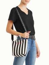 Load image into Gallery viewer, Kendall + Kylie Black and White Striped Mini Tote Crossbody [product_type] endbag endbag.myshopify.com [variant_title]
