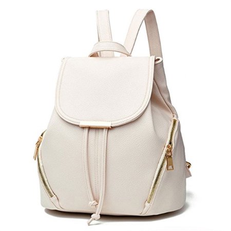 aiseyi Casual Leather Backpack for Women Girls Purse White [product_type] endbag endbag.myshopify.com [variant_title]
