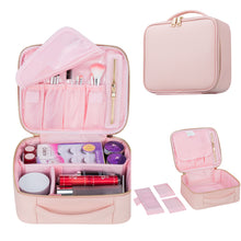 Load image into Gallery viewer, Travel Makeup Cosmetic Artist Organizer with Adjustable Dividers Pink [product_type] endbag endbag.myshopify.com [variant_title]
